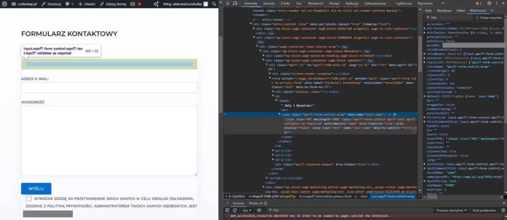 Klasa pola do wpisania danych przez użytkownika Blog CraftedWP
