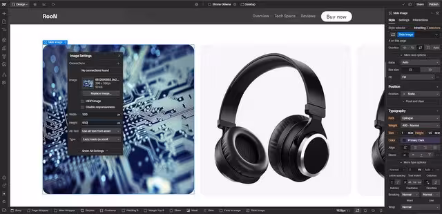 Ustawienia zdjęcia załączonego w Webflow Blog CraftedWP