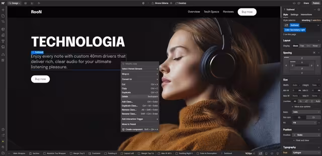 Usunięcie elementu na stronie Webflow Blog CraftedWP