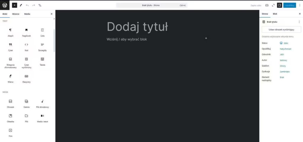 Dodanie elementów na stronę WordPress Blog CraftedWP
