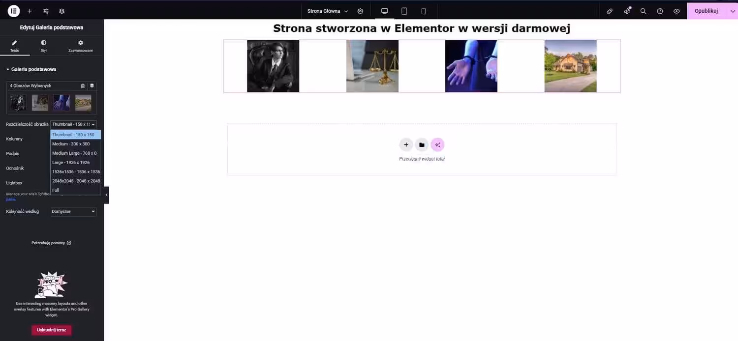 Dodanie galerii na stronę WordPress Elementor Blog CraftedWP