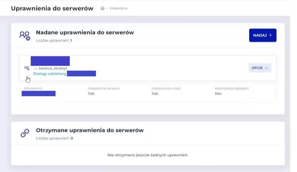 Dostęp do serwera został przydzielony panel klienta LH PL Blog CraftedWP