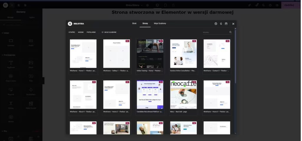 Dostępne darmowe elementy strony WordPress Elementor Blog CraftedWP