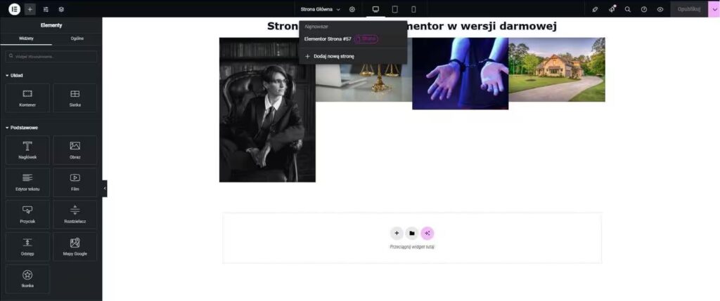 Nawigacja między stronami WordPress Elementor Blog CraftedWP