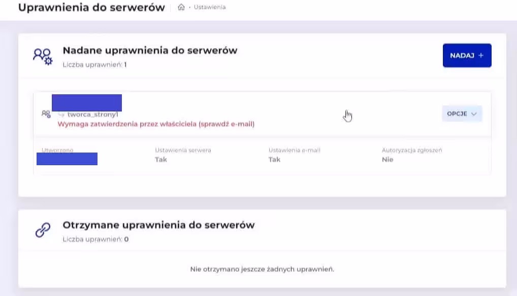 Oczekiwanie na zatwierdzenie uprawnień panel klienta LH PL Blog CraftedWP