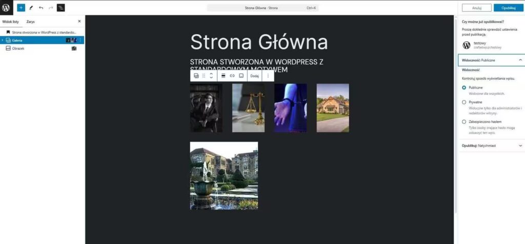 Opublikowanie strony WordPress Blog CraftedWP