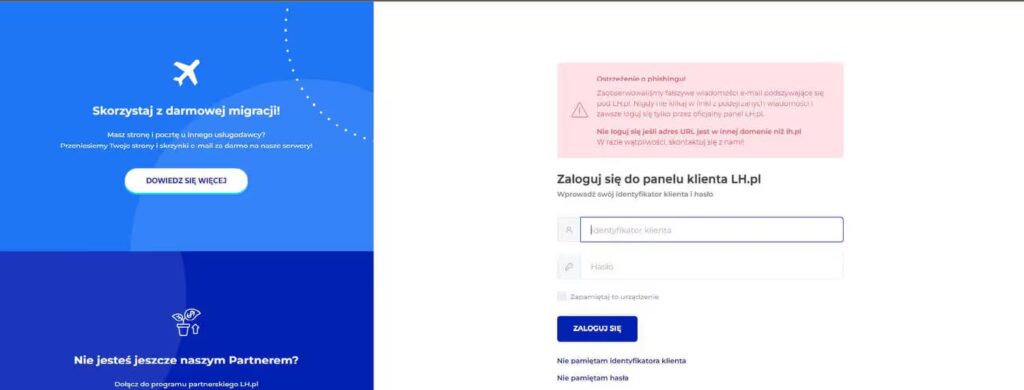 Panel klienta LH PL logowanie Blog CraftedWP