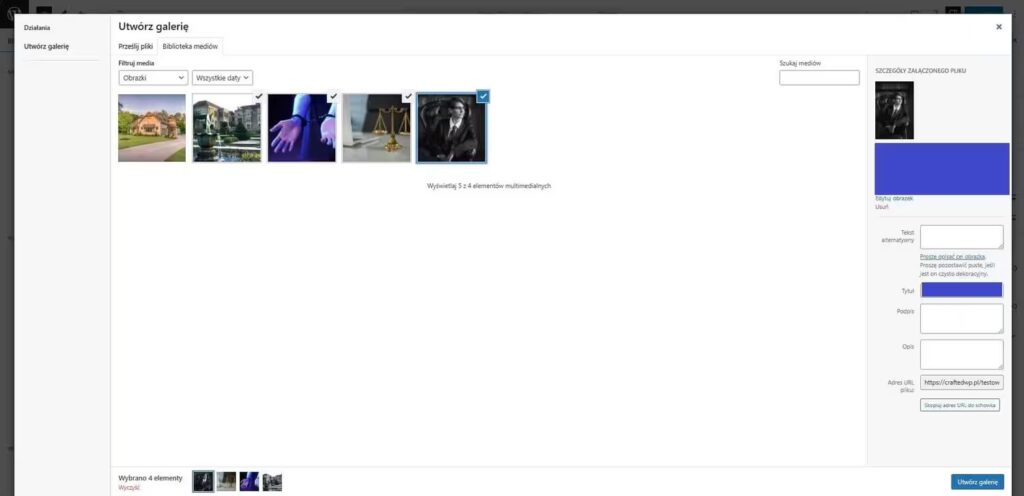 Umieszczenie zdjęć w galerii na stronie WordPress Blog CraftedWP