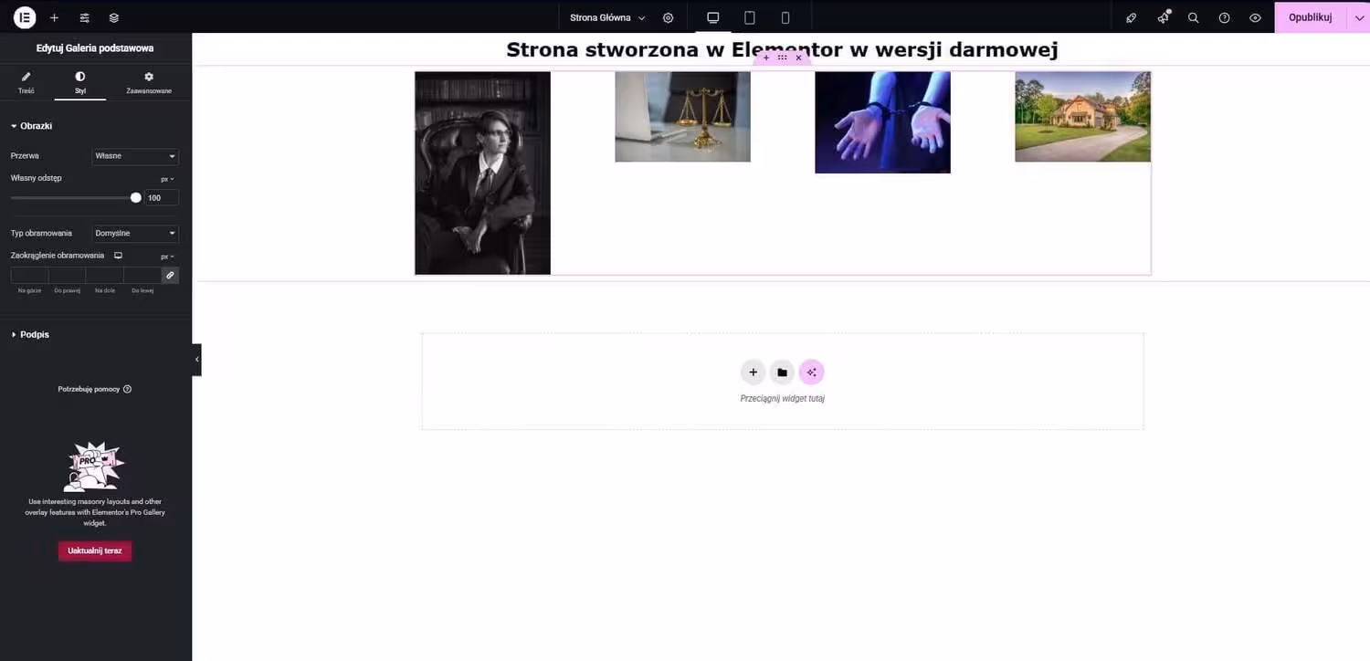 Ustawienie odstępu między zdjęciami WordPress Elementor Blog CraftedWP