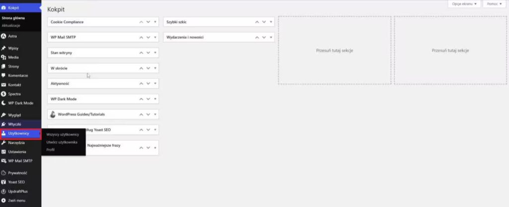 Zakładka Użytkownicy WordPress Blog CraftedWP