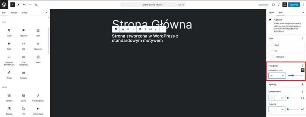 Zmiana typografii na stronie WordPress Blog CraftedWP