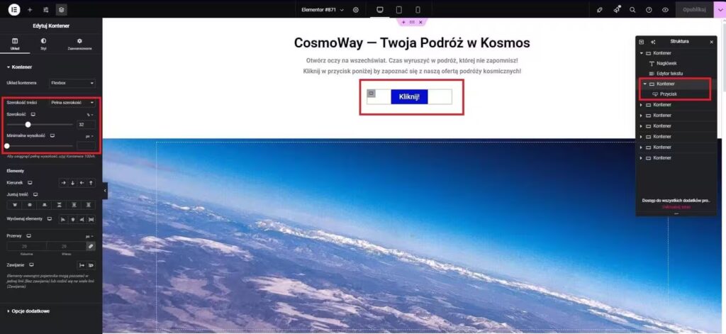 Animowany przycisk WordPress Elementor Blog CraftedWP