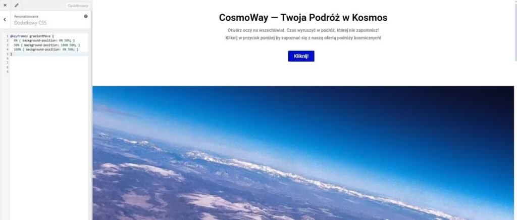 Animowany przycisk WordPress Elementor kod CSS animacji Blog CraftedWP