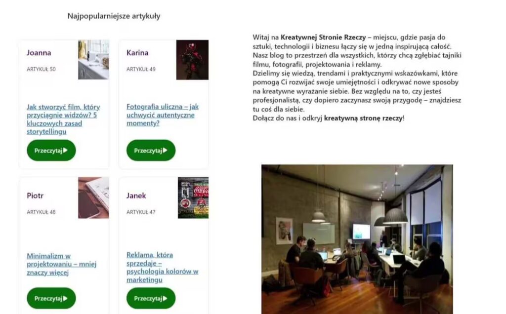 Blog sekcja artykuły agencja marketingowa Blog CraftedWP