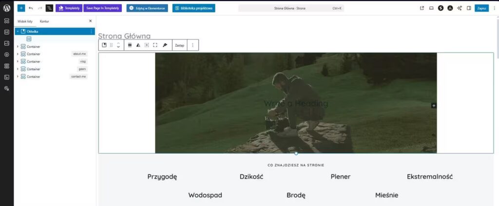 Dodanie tytułu na okładce WordPress Gutenberg Blog CraftedWP