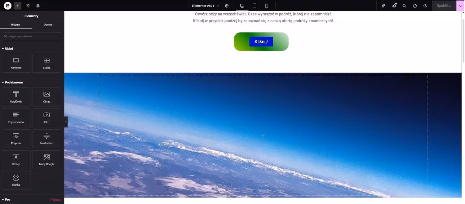 Efekt paralaksy WordPress Elementor Blog CraftedWP