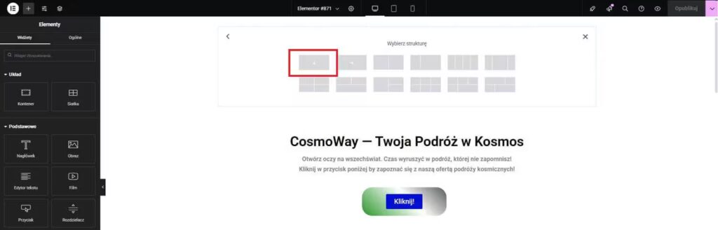 Efekt paralaksy WordPress Elementor kierunek pionowy Blog CraftedWP