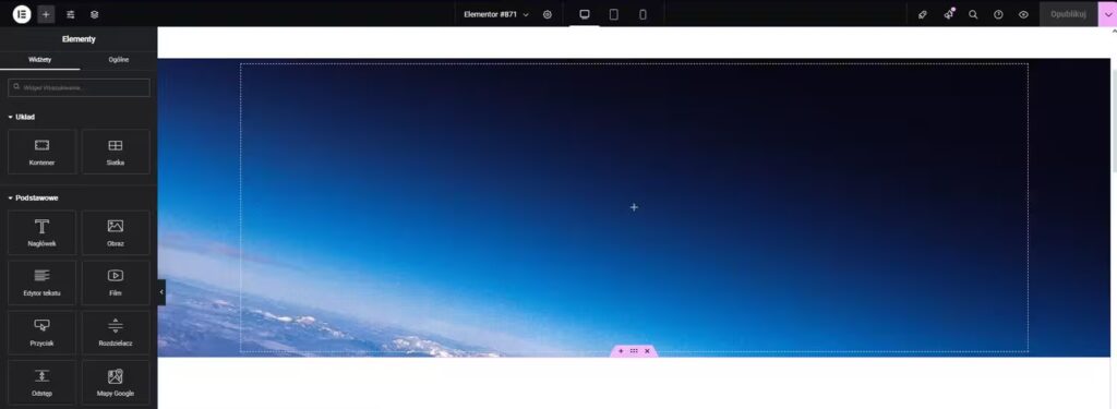 Efekt paralaksy widok WordPress Elementor Blog CraftedWP
