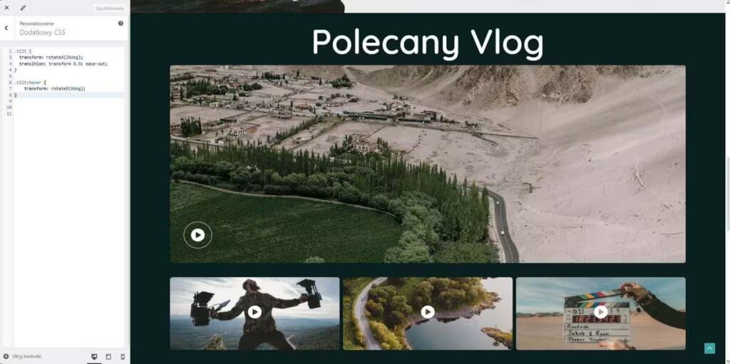 Kod CSS tilt przechylenie Blog CraftedWP
