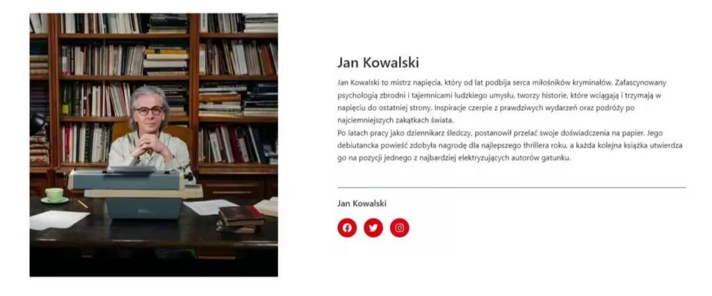 Landing Page sekcja o autorze Sprzedaż książki Blog CraftedWP