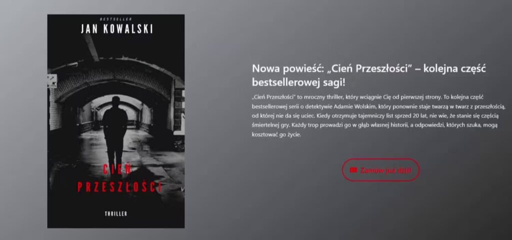Landing Page sekcja zamówienie Sprzedaż książki Blog CraftedWP