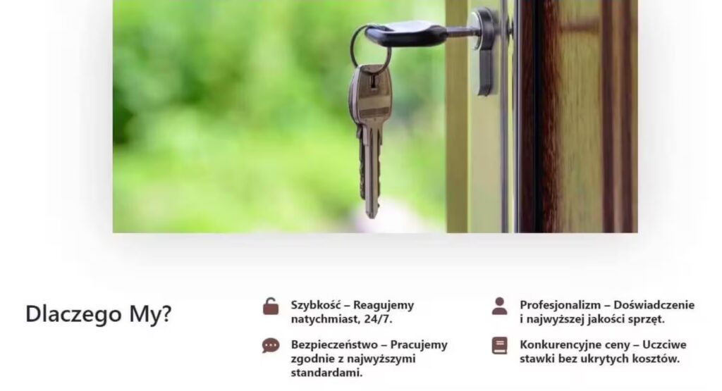 One Page sekcja korzyści strona Ślusarza Blog CraftedWP