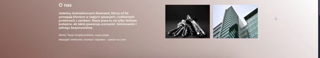 One Page sekcja o mnie strona Ślusarza Blog CraftedWP