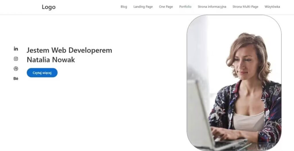 Portfolio sekcja hero Web Developer Blog CraftedWP