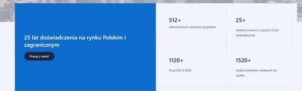Strona MultiPage sekcja doświadczenie firma konstrukcyjna Blog CraftedWP