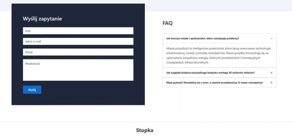 Strona MultiPage sekcja formularz firma konstrukcyjna Blog CraftedWP