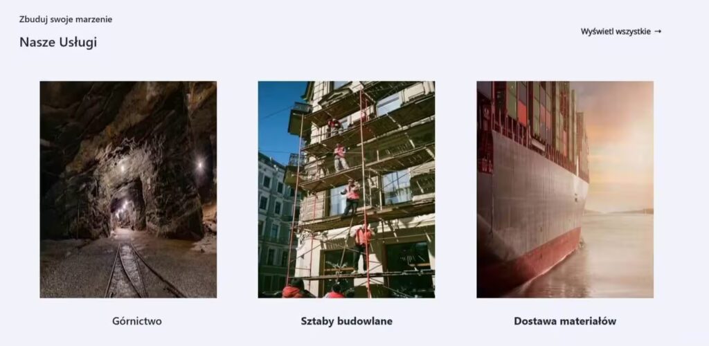 Strona MultiPage sekcja usługi firma konstrukcyjna Blog CraftedWP