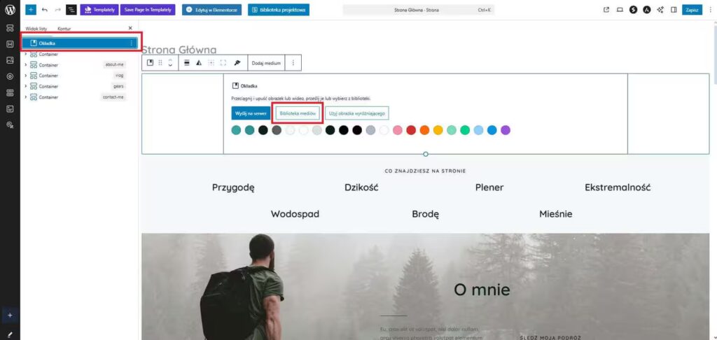 Umieszczenie zdjęcia w okładce WordPress Gutenberg Blog CraftedWP