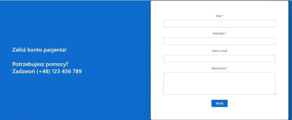 Wizytówka sekcja konto pacjenta Blog CraftedWP