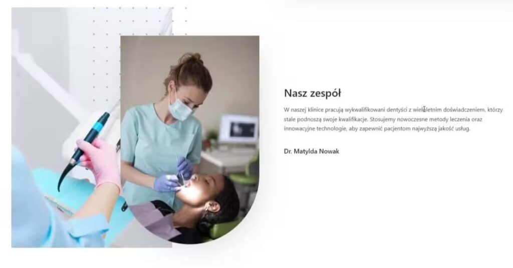 Wizytówka sekcja zespół dentystów Blog CraftedWP