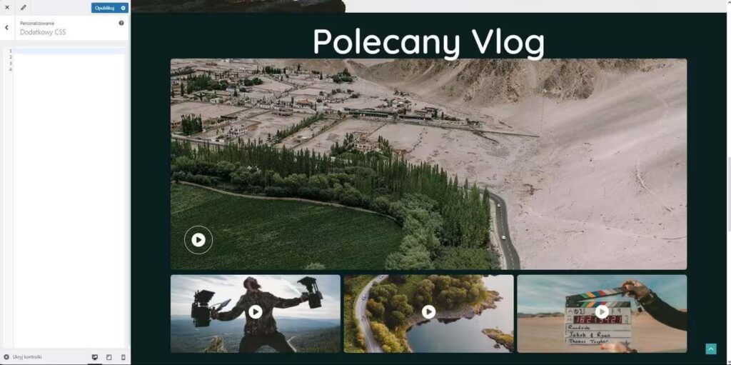 Zakładka Wygląd Dostosuj Dodatkowy CSS Blog CraftedWP