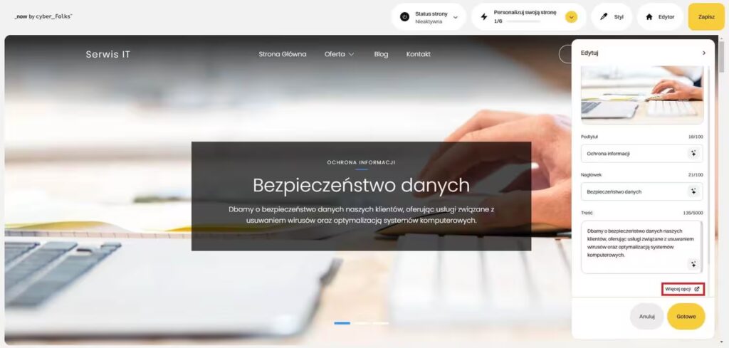 Cyber Folks Now kreator podmiana zdjęcia Blog CraftedWP
