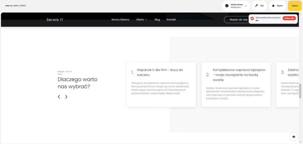 Cyber Folks Now kreator stron marginesy Blog CraftedWP