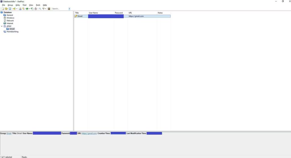 KeePass - widok dodanego wpisu Blog CraftedWP