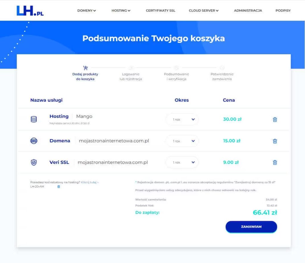 Podsumowanie koszyka strona WordPress LH.PL Blog CraftedWP