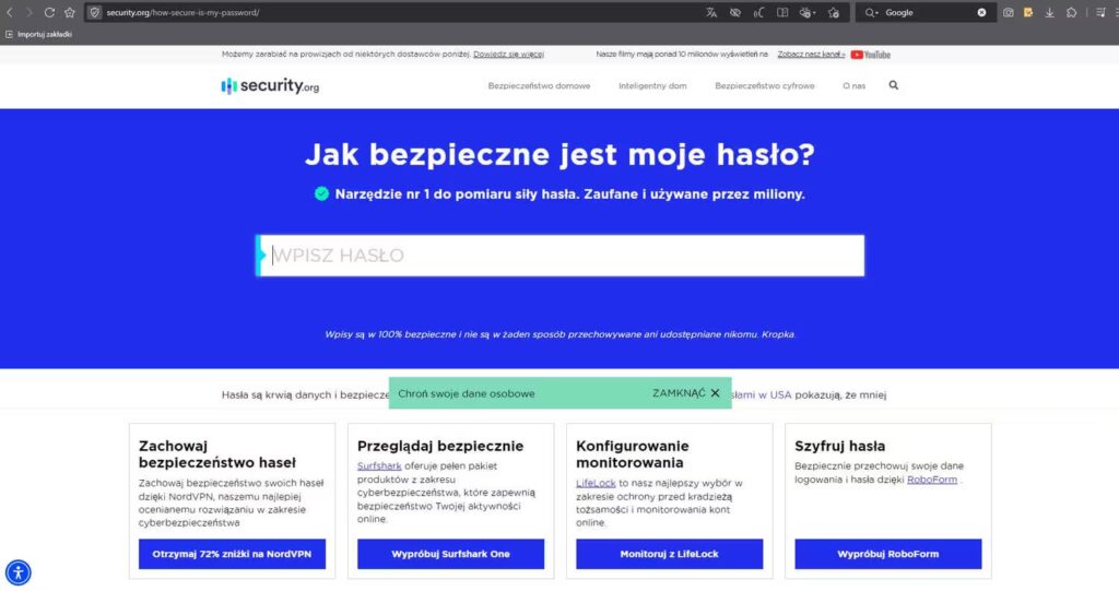 Strona sprawdzająca siłę hasła how-secure-is-my-password Blog CraftedWP