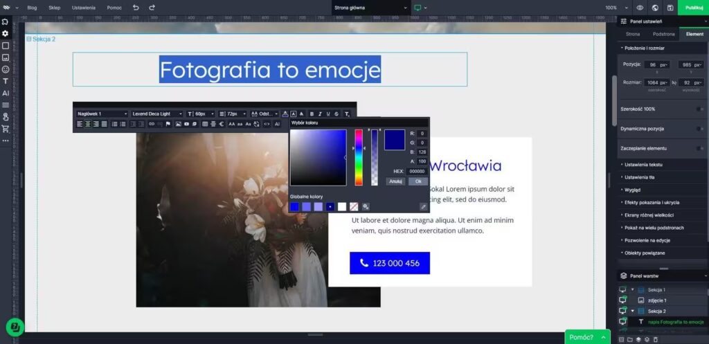 WebWave - kreator dostosowanie czcionki i koloru Blog CraftedWP