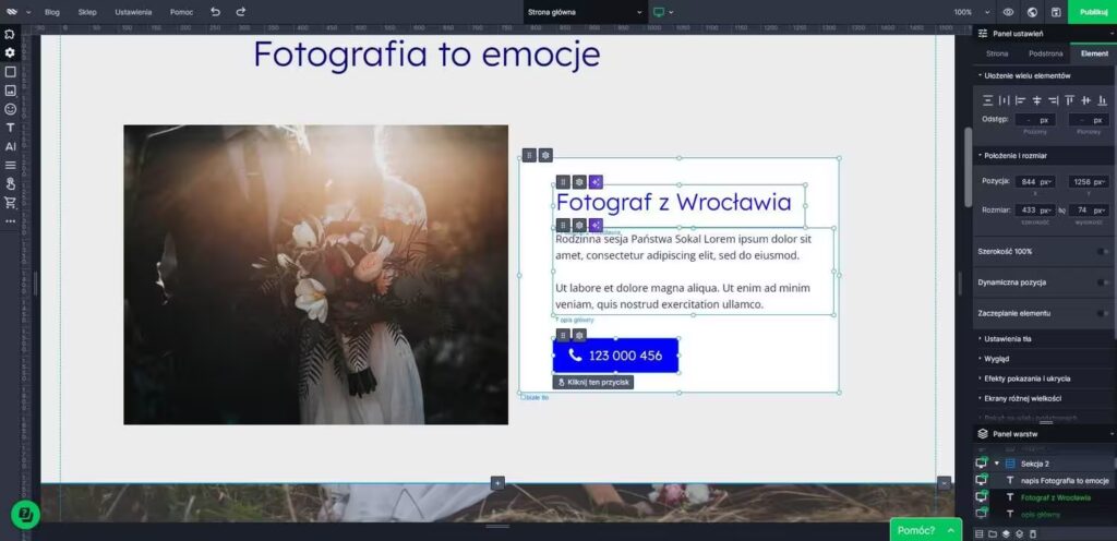 WebWave - kreator edycja nagłówka Blog CraftedWP
