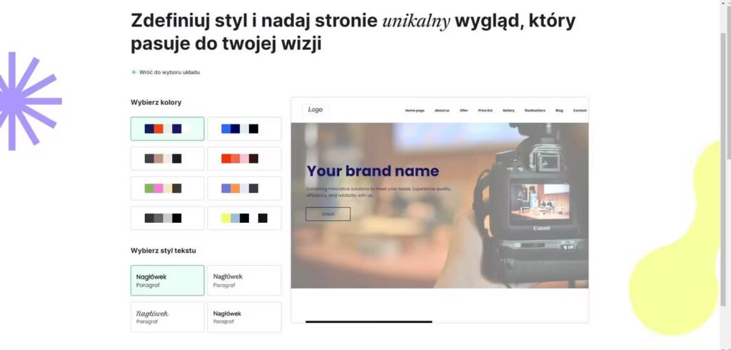 WebWave - kreator stron wybór kolorów Blog CraftedWP