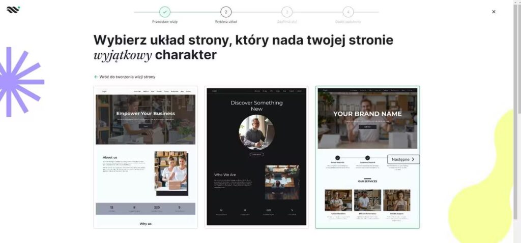 WebWave - kreator stron wybór układu strony Blog CraftedWP