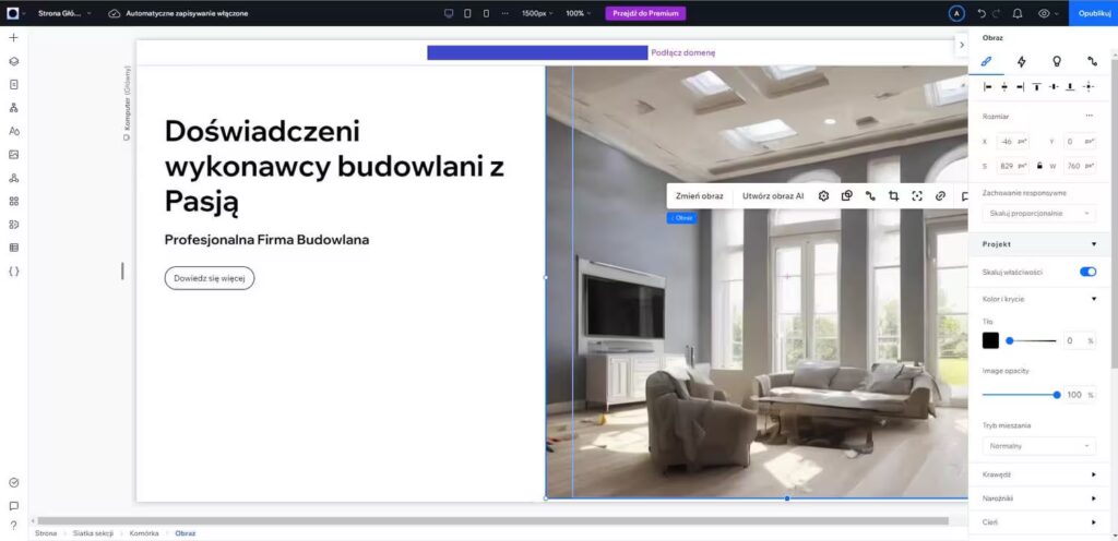 Wix studio - kreator dodatkowe opcję zdjęcia Blog CraftedWP