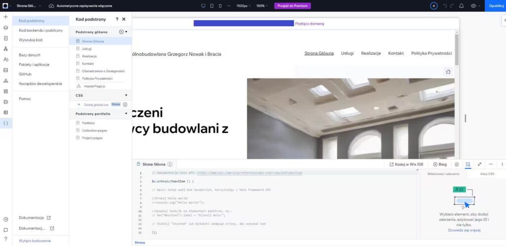 Wix studio - kreator dodatkowy kod Blog CraftedWP