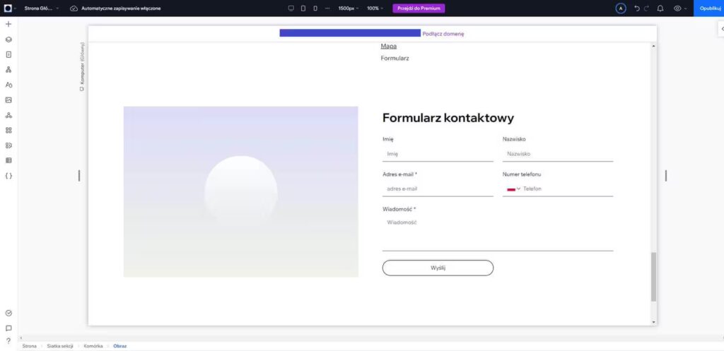 Wix studio - kreator formularz kontaktowy Blog CraftedWP