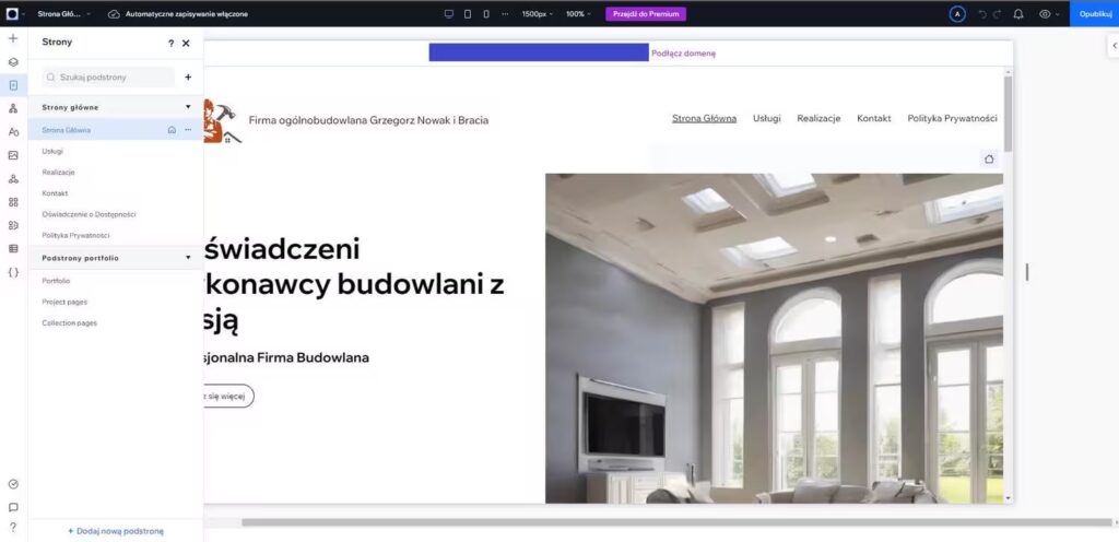 Wix studio - kreator stron lista podstron Blog CraftedWP