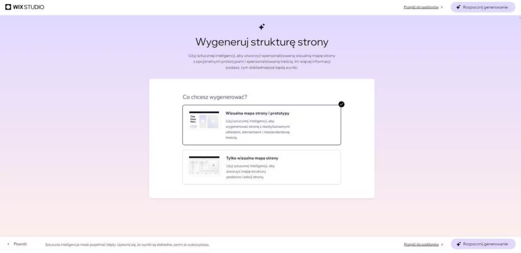 Wix studio - kreator stron struktura strony Blog CraftedWP