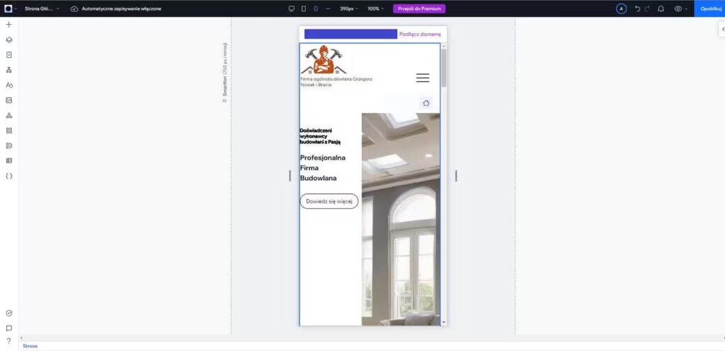 Wix studio - kreator wersja mobilna Blog CraftedWP